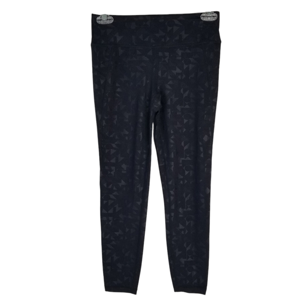 Sweaty Betty All Day 7/8 Leggings Black Iridescent Emboss Geometric Print XS